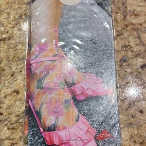 Pink Floral Sheer Fashion Hosiery one side